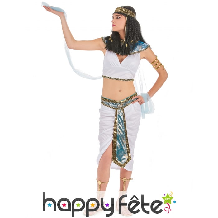 Costume d'égyptienne blanc avec voilages