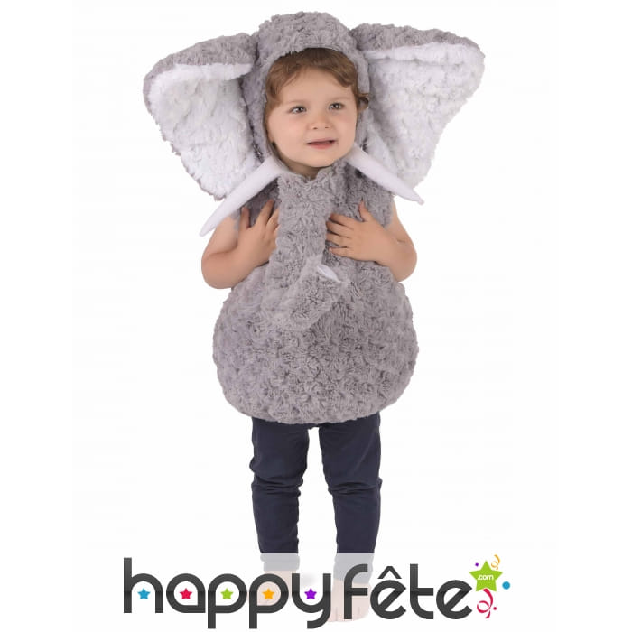 Costume d'éléphant gris en peluche pour enfant