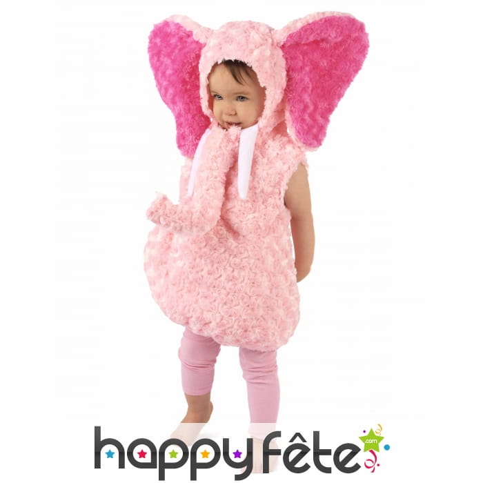 Costume d'éléphant rose en peluche pour enfant