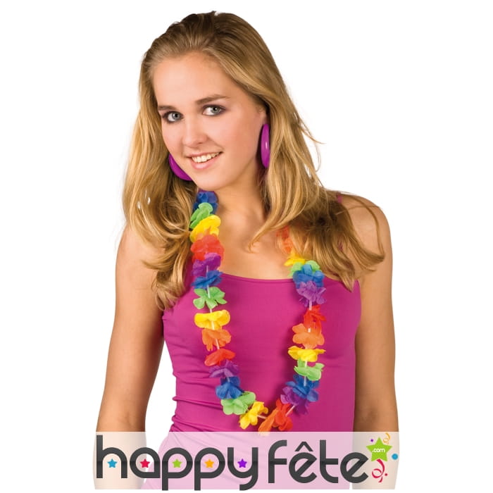 Collier de fleurs hawaien en tissu