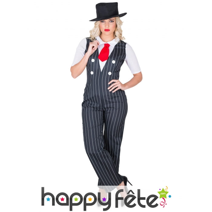 Combinaison de femme gangster lignée noir blanc