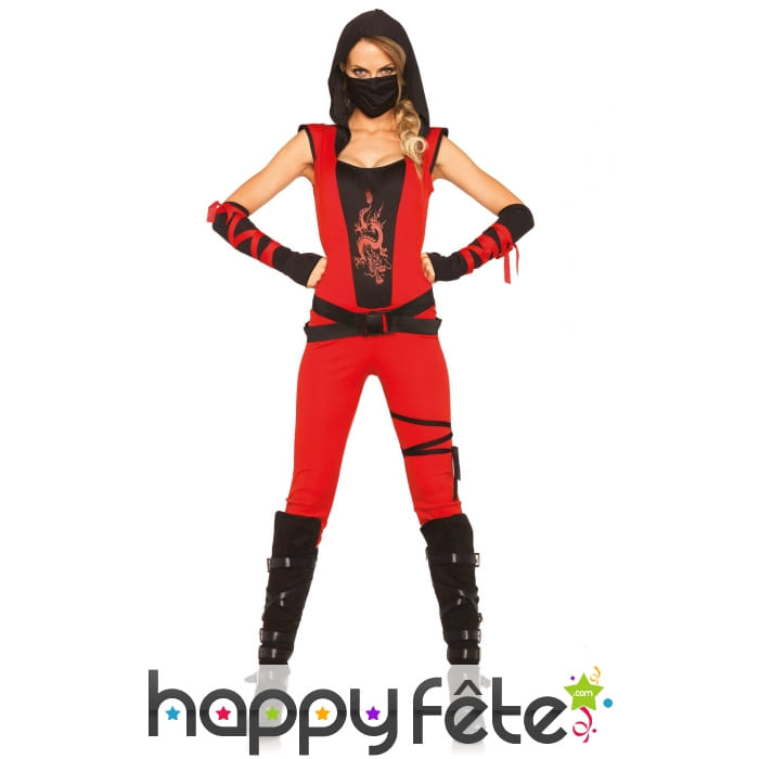 Combinaison de femme ninja rouge