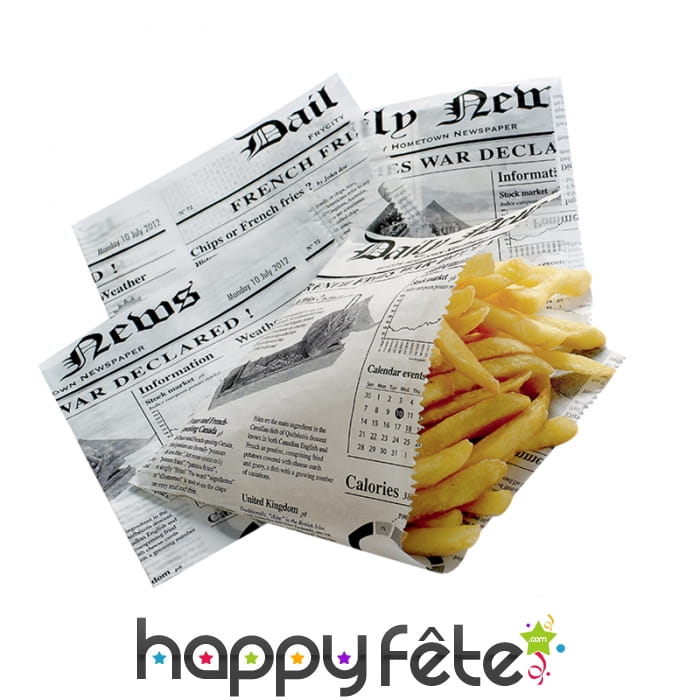 Cornets de frites en papier journal