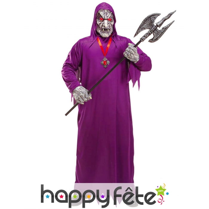 Costume de faucheur démon violet avec masque