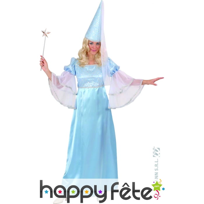 Costume de fée bleue en satin