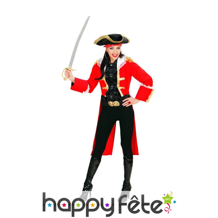 Costume de femme Capitain des pirates rouge