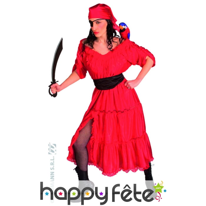 Costume de femme de pirate rouge