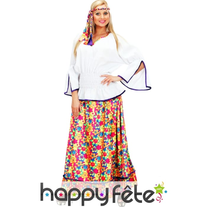 Costume de femme hippie en velours à poids