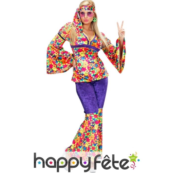 Costume de femme hippie sexy en velours à poids