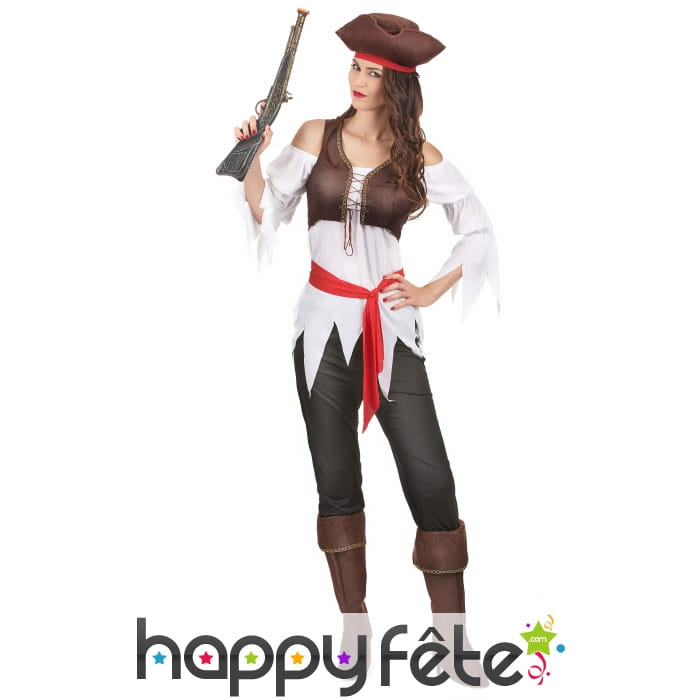 Costume de femme pirate avec corset marron