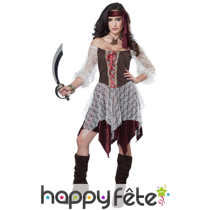Costume de femme Pirate recouvert de dentelle