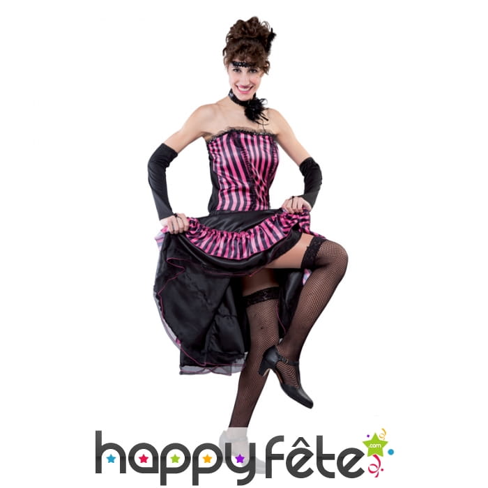 Costume de fille de saloon rose
