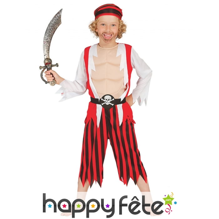 Costume de flibustier musclé rayé pour garçon
