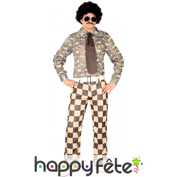 Costume disco fleurs et damier