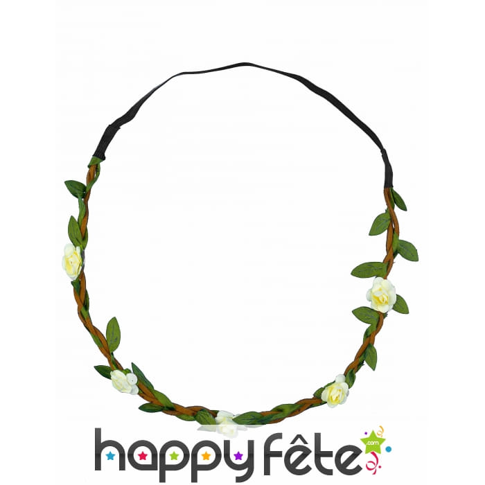 Couronne de fleurs blanches en tissu