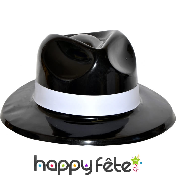 Chapeau de gangster adulteen pvc noir