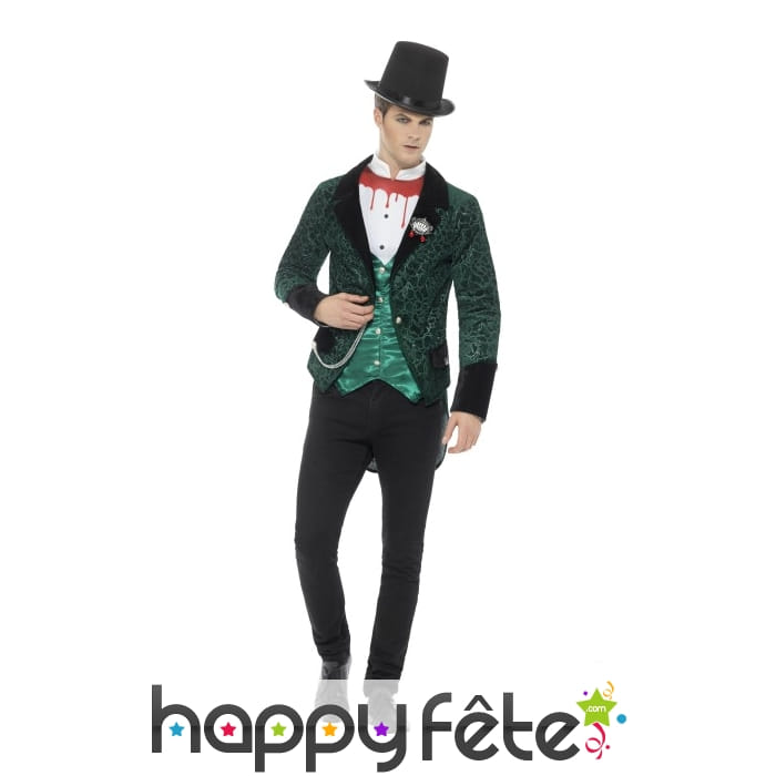 Costume de gentleman vampire victorien vert