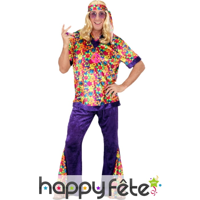 Costume d'homme hippie en velours à poids