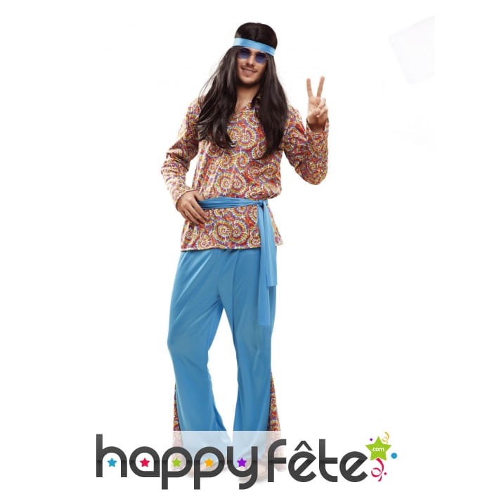 Costume de hippie bleu pour homme