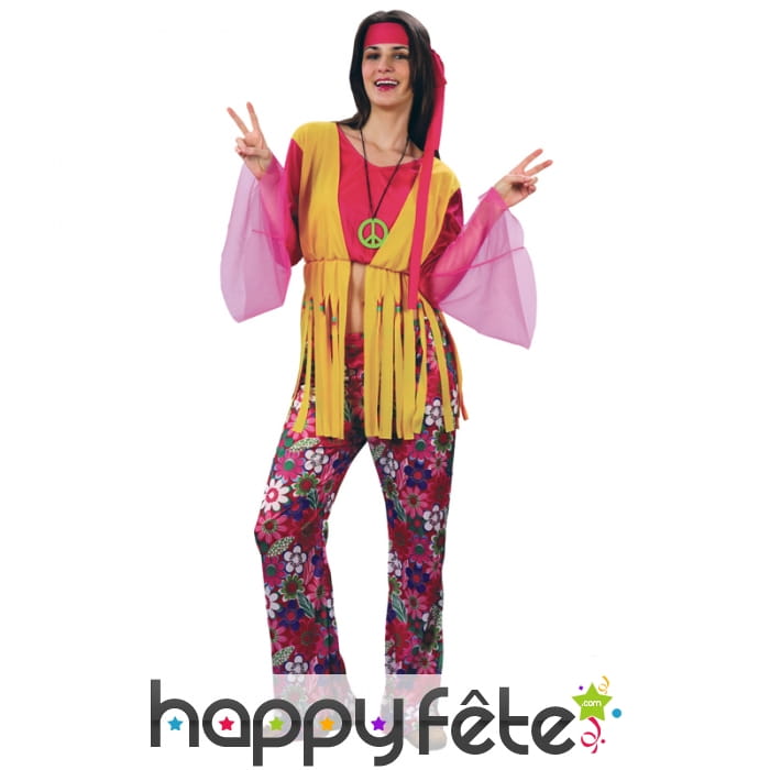 Costume de hippie rose pour femme