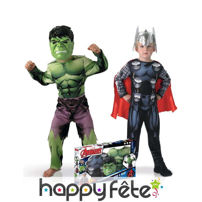 Costumes de Hulk et Thor pour enfant en coffret