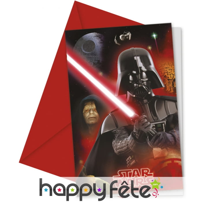 Cartes d'invitation Star Wars et enveloppes