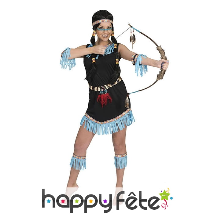 Costume d'indienne avec franges bleues