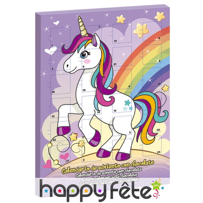 Calendrier de l'avent Licorne et arc-en-ciel