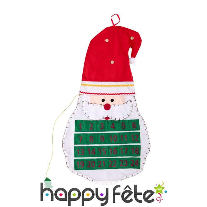 Calendrier de l'avent Père Noël en feutrine, 70cm