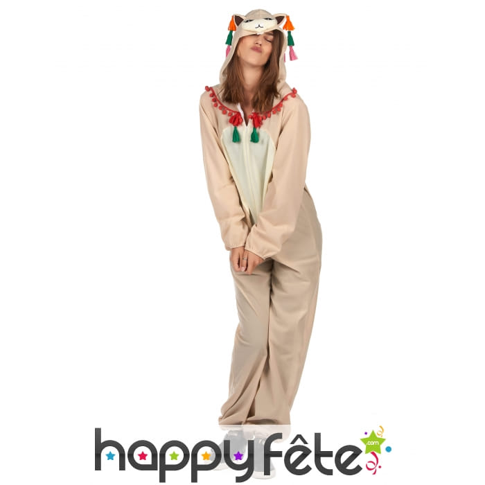 Combinaison de lama à capuche pour femme