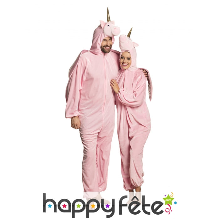 Combinaison de licorne rose à capuche pour femme