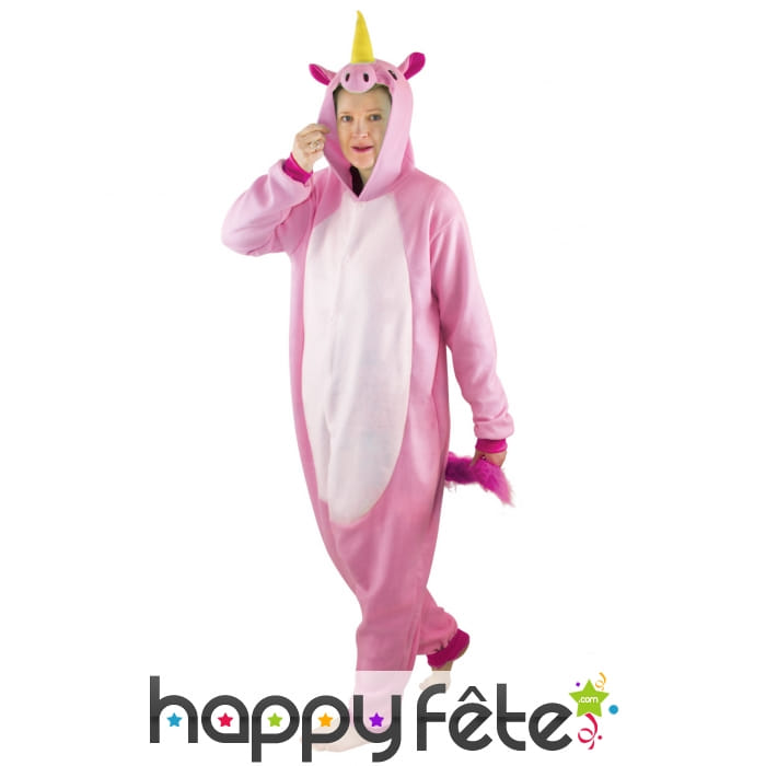 Combinaison de licorne rose pour adulte
