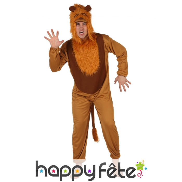 Combinaison de lion à capuche pour adulte