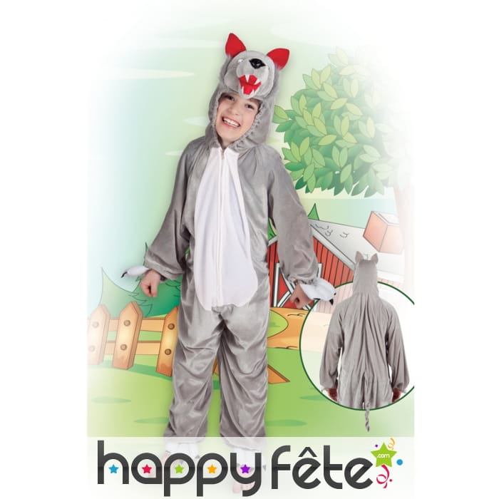 Combinaison de loup peluche gris
