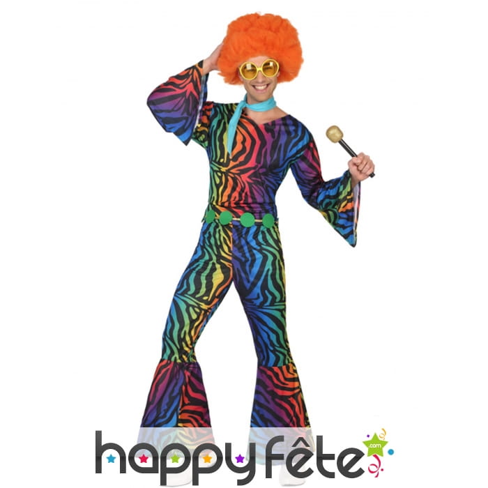 Combinaison disco léopard multicolore pour homme