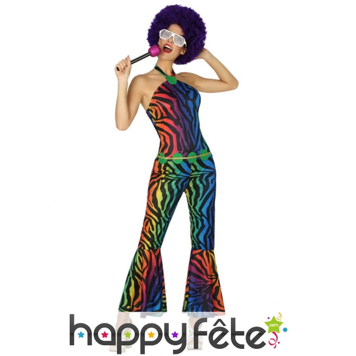 Combinaison disco léopard multicolore