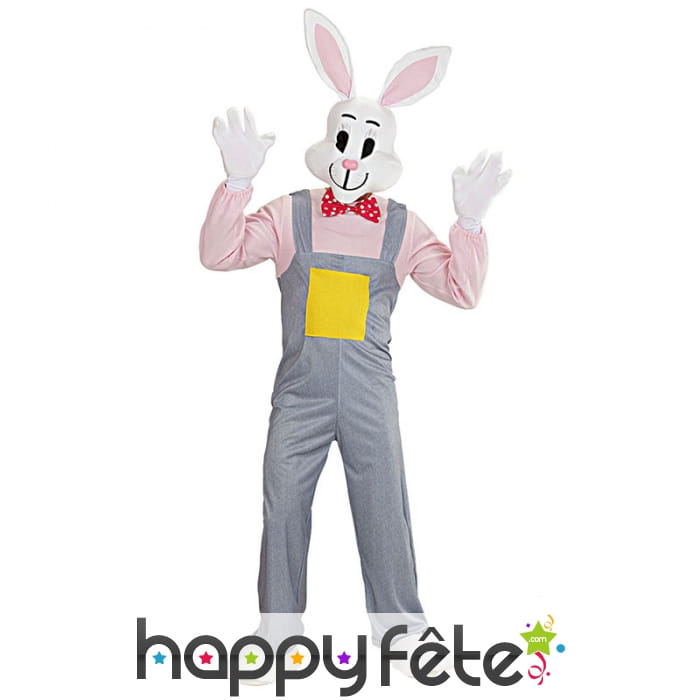 Costume de lapin en salopette pour adulte