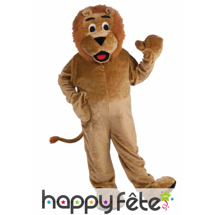 Costume de lion mascotte version luxe
