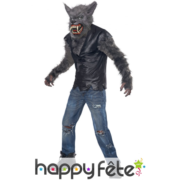 Costume de loup garou avec masque intégral, enfant