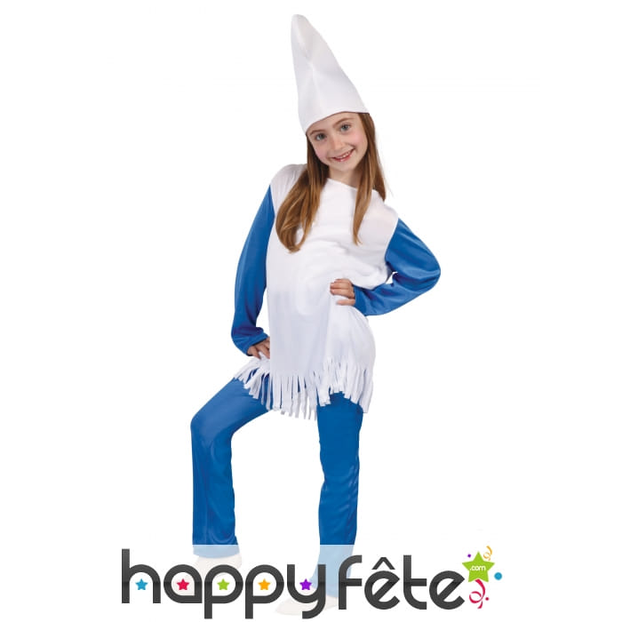 Costume de lutin bleu et blanc pour fille