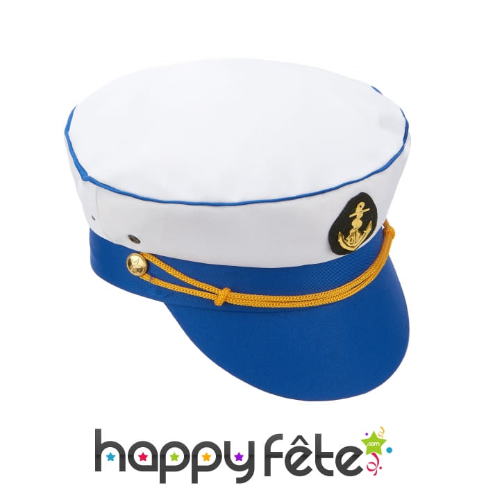 Casquette de marin blanche et bleue