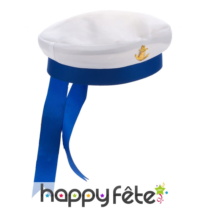 Chapeau de marin blanc et bleu