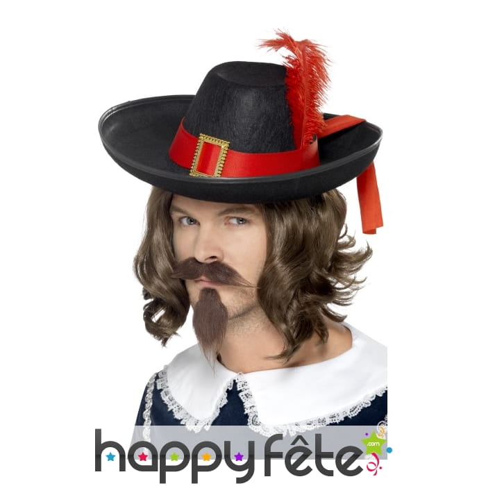 Chapeau de Mousquetaire avec plume rouge