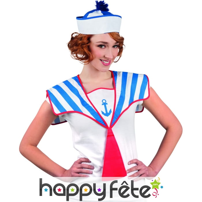 Collerette de marin avec cravate rouge