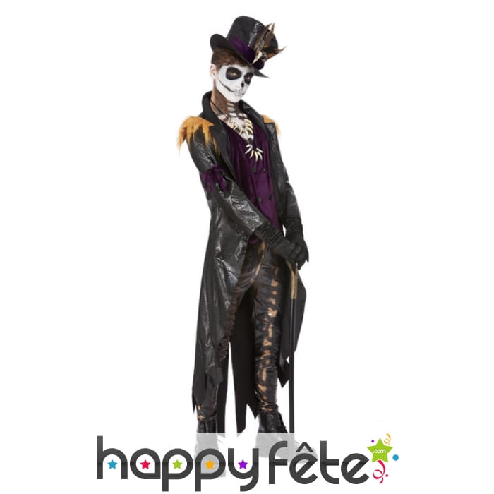 Costume de maître vaudou noir et violet pour homme