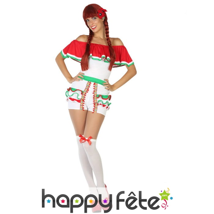 Costume de mexicaine en shorty pour femme
