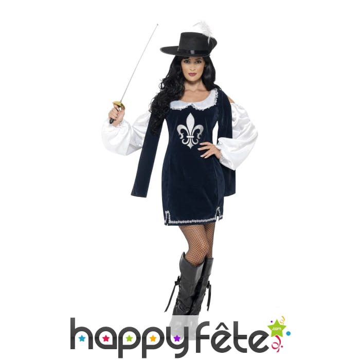 Costume de mousquetaire noir pour femme