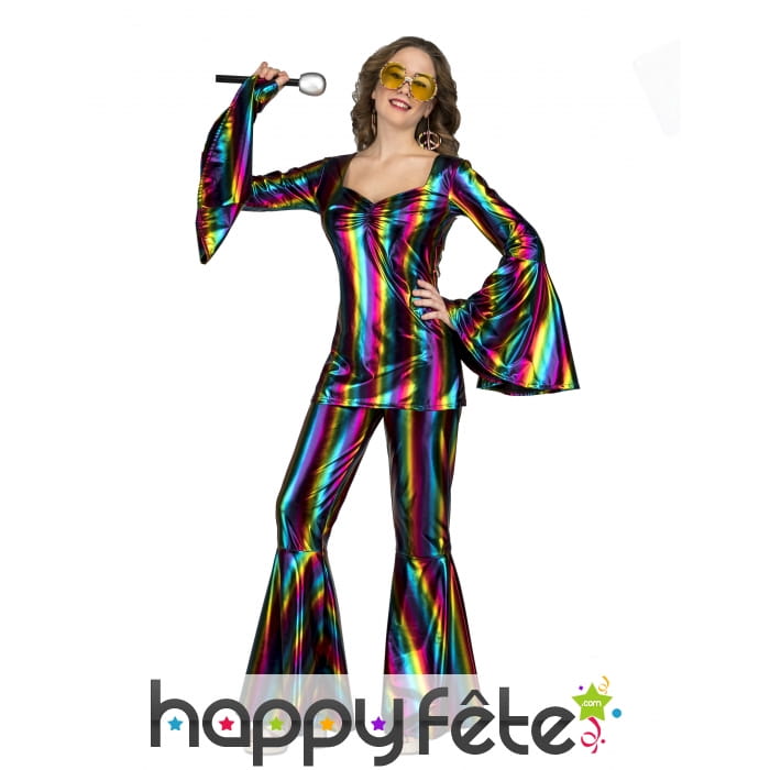 Costume disco multicolore pour femme