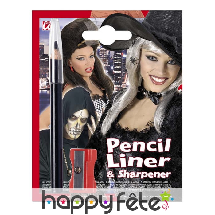 Crayon de maquillage noir fin avec taille crayon