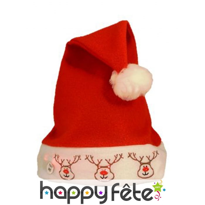 Chapeau de Noël avec rennes lumineux